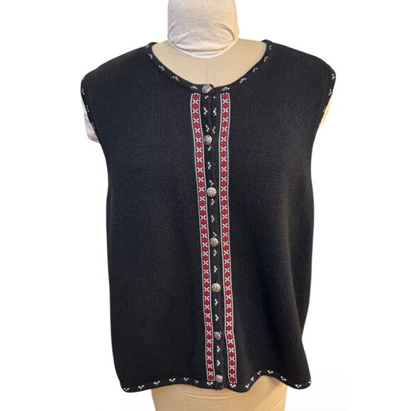 Bechamel Women’s Sweater Vest Button Front Sz. XL Substantial Round Neck - Picture 2 of 8